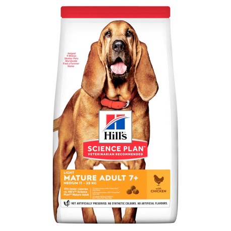 Hill's science plan canine mature adult 7+ light medium pollo