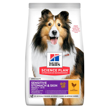 Hill's science plan canine adult sensitive stomach & skin medium pollo