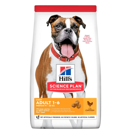 Hill's science plan canine adult light medium pollo