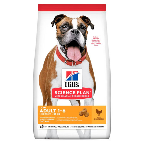 Hill's science plan canine adult light medium pollo