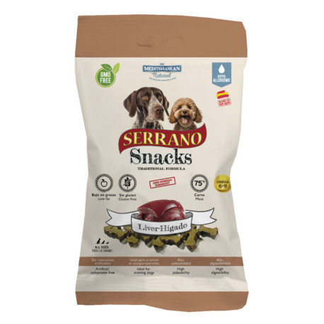 Nuevo Serrano Liver Hígado Foie snack para perros en formato de 100g de Mediterranean Natural