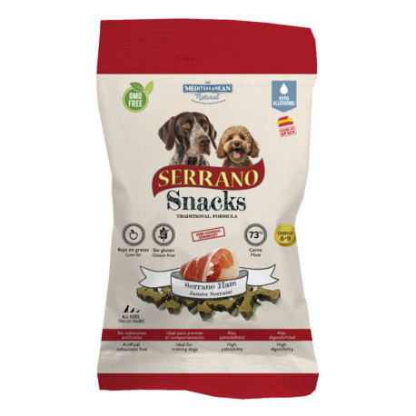 Nuevo Serrano Jamón snack para perros en formato de 100g de Mediterranean Natural
