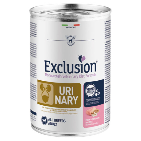 Exclusion lata urinary pork&sorghum and rice para perros