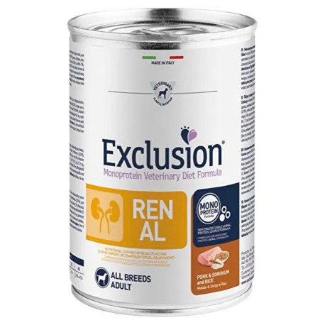 Exclusion Lata Renal Pork & Sotghum and rice para perros