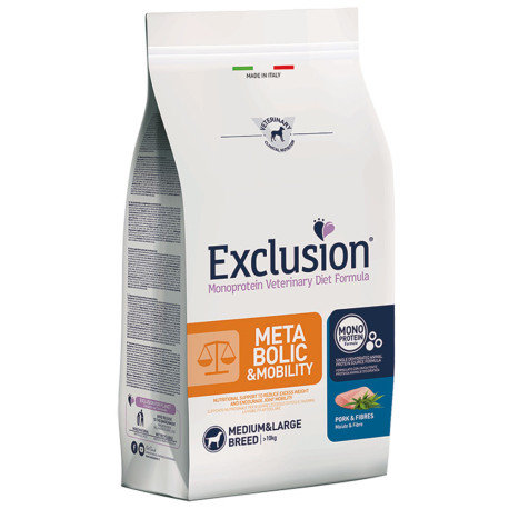 Exclusion metabolic-mobility pork& fibres med/l para perros