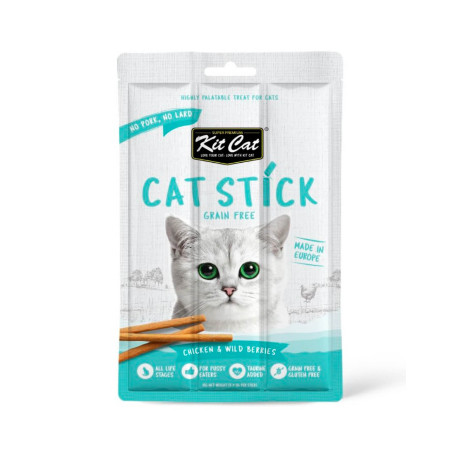Kit Cat Stick Pollo con Frutos del Bosque snack para gatos Kit Cat Stick Pollo con Frutos del Bosque snack para gatos