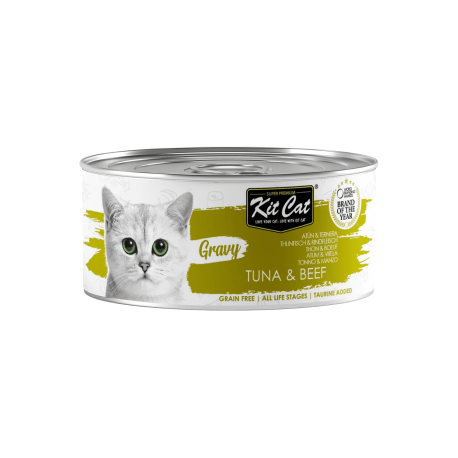 Kit Cat Gravy Atún con Ternera en salsa latas para gatos Kit Cat Gravy Atún con Ternera en salsa latas para gatos