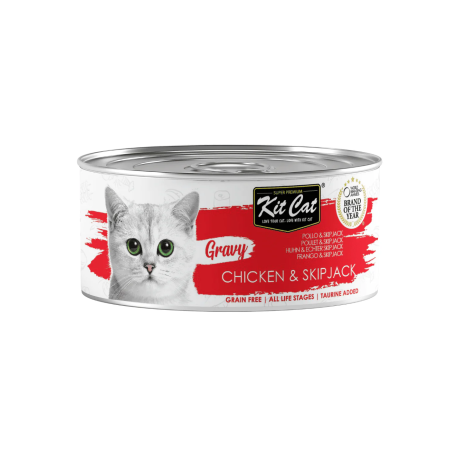 Kit Cat Gravy Pollo con Atún Bonito en salsa latas para gatos Kit Cat Gravy Pollo con Atún Bonito en salsa latas para gatos