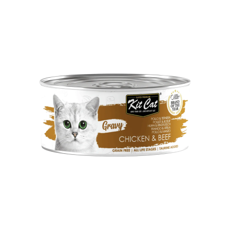 Kit Cat Gravy Pollo con Ternera en salsa latas para gatos Kit Cat Gravy Pollo con Ternera en salsa latas para gatos