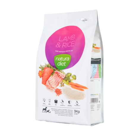 Pienso Natura Diet Lamb&Rice para perros adultos de razas medianas y grandes en saco de 3Kg Pienso Natura Diet Lamb&Rice para perros adultos de razas medianas y grandes en saco de 3Kg