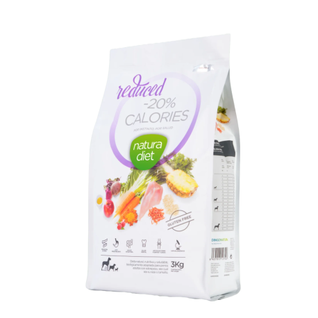 Pienso Natura Diet Reduced -20% Calories para adelgazar perros con sobrepeso en saco de 3Kg Pienso Natura Diet Reduced -20% Calories para adelgazar perros con sobrepeso en saco de 3Kg