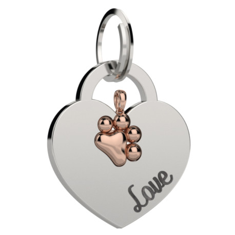 Vista detalle de Liu·Jo Medalla de 2 piezas unidas de corazón con huella perrito Vista detalle de Liu·Jo Medalla de 2 piezas unidas de corazón con huella perrito