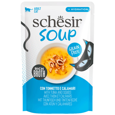 Schesir sobres sopa schesir atún salvaje y calamares para gatos Schesir sobres sopa schesir atún salvaje y calamares para gatos