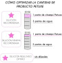 Instrucciones de optimización de cantidad de producto Petuxe Champú Blanqueador para perros y gatos