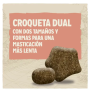 Tamaño y forma de los 2 tipos de croqueta del pienso Dog chow sensitive de salmón para perros Tamaño y forma de los 2 tipos de croqueta del pienso Dog chow sensitive de salmón para perros