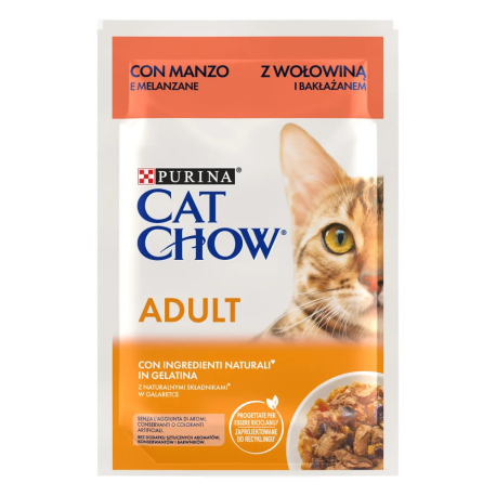 Pouch de Cat Chow Adult Buey sobres para gatos 
