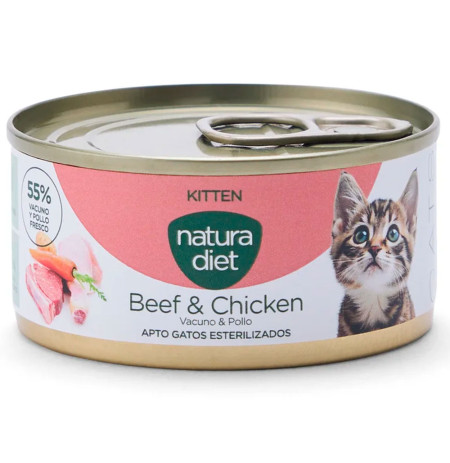 Natura Diet Cat Kitten Paté Adult Beef & Chicken (Vacuno y Pollo) para gatitos