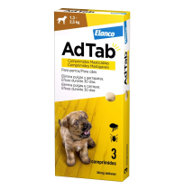AdTab 3 comprimidos Antiparasitarios masticables para perros de 1,3 - 2,5Kg