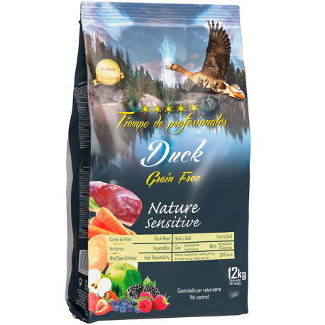 Tiempo de profesionales nature sensitive duck (Pato) sin cereales para perros en saco de pienso de 12Kg Tiempo de profesionales nature sensitive duck (Pato) sin cereales para perros en saco de pienso de 12Kg