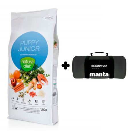 Manta Negra de Regalo con Pienso Natura Diet Puppy Junior & Junior para cachorros