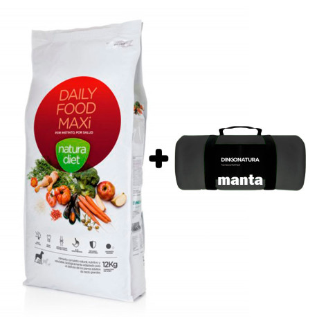 Manta Negra de Regalo con Pienso Natura Diet Daily Food Maxi mantenimiento de Pollo para perros adultos de raza grande