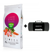 Manta Negra de Regalo con Pienso Natura Diet Lamb&Rice para perros adultos de razas medianas y grandes