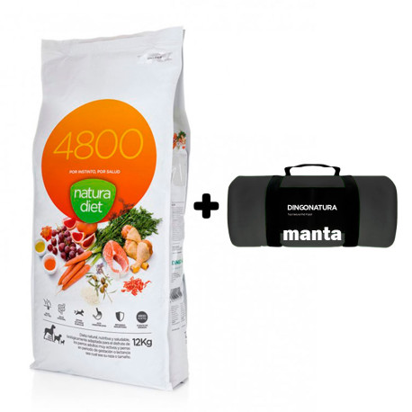 Manta Negra de Regalo con Pienso Natura Diet 4800 para perros adultos de alto rendimiento o actividad
