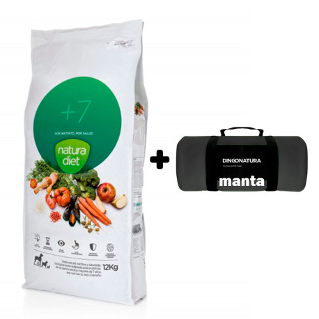 Manta Negra de Regalo con Pienso Natura Diet +7 para perros mayores, ancianos o seniores