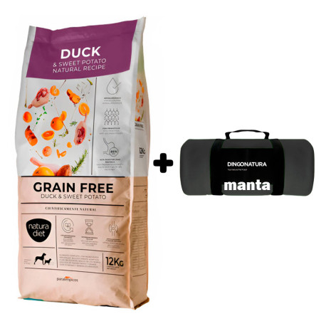 Manta Negra de Regalo con Natura Diet Grain Free Duck & Sweet Potato (Pato y Batatas) en saco de 3Kg