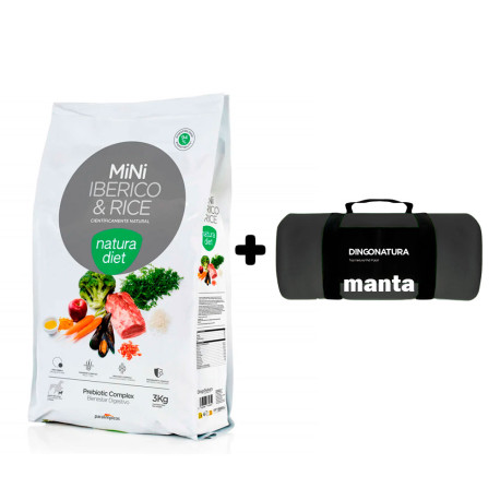 Manta Negra de Regalo con Natura Diet ibérico & rice MINI (Razas Pequeñas)
