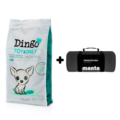 Manta Negra de Regalo con Saco pienso Dingo toy & daily de Dingonatura