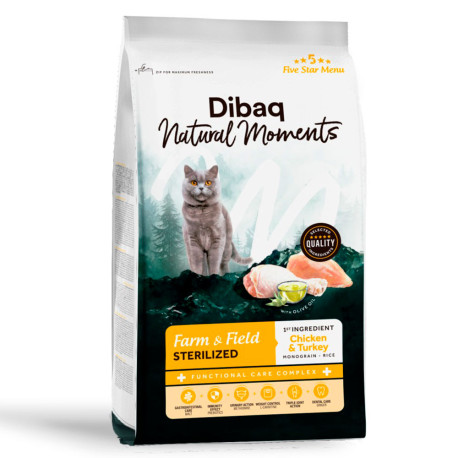 Dibaq Natural Moments 5 Star Pollo y Pavo Farm & Field Sterilized para gatos esterilizados