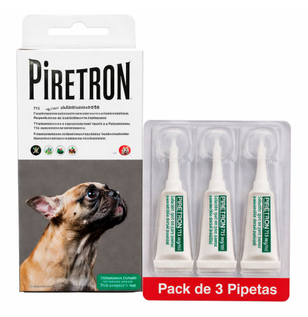 Piretron 3 pipetas antipulgas, garrapatas y mosquito para perros