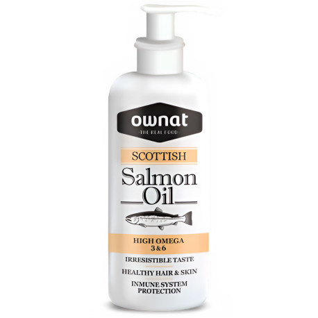 Bote de Ownat Aceite de Salmón Natural para perros y gatos en formato de 250ml