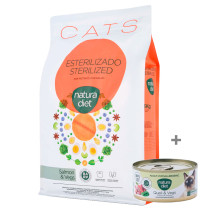 Pienso Natura Diet Cat Sterilized salmón para gatos esterilizados con lata de regalo
