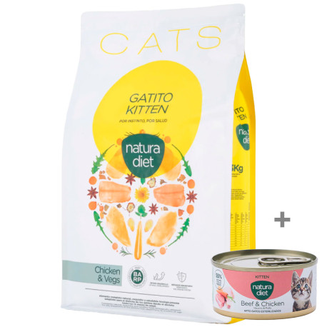Pienso Natura diet cats Kitten chicken para gatos bebe con lata de regalo
