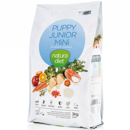 Pienso Natura Diet Puppy & Junior Mini para perros pequeños en saquito de 3Kg