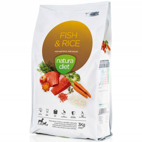 Saco pienso Natura Diet Fish & Rice (Salmón y Arroz) en 3Kg