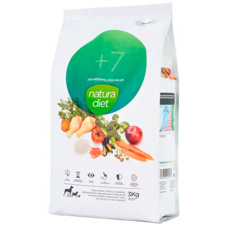 Saco de 3Kg Pienso Natura Diet +7 para perros mayores, ancianos o seniores