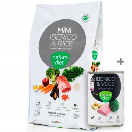 Lata Ibérico de Regalo con Natura Diet ibérico & rice MINI 3Kg