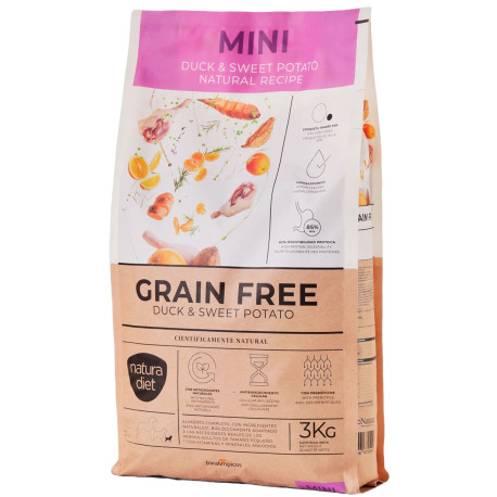 Natura Diet Grain Free MINI Duck & Sweet Potato (Pato y Batatas) para perros pequeños en formato 3Kg