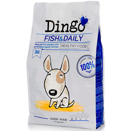 Saco de pienso pequeño de Dingo Fish & Daily de pescado para perros de Dingonatura en 3Kg