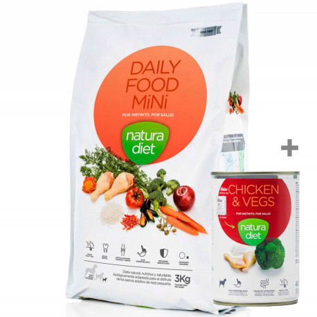 Lata Chicken de Regalo con 3Kg de Natura Diet Daily Food Mini