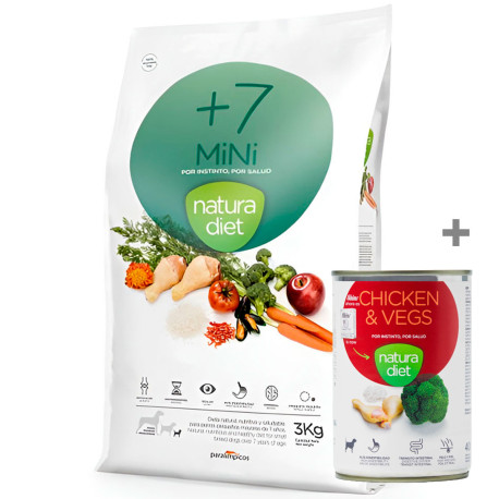 Lata Chicken de Regalo con Natura Diet +7 Senior Mini de 3Kg