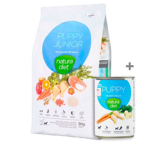 Lata Puppy de regalo con Natura Diet Puppy Junior de 3 Kg