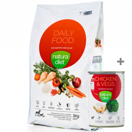 Lata Chicken de regalo con Natura Diet Daily Food de 3 Kg