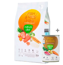Lata Fish de Regalo con Natura Diet Fish & Rice Mini (Salmón y Arroz) de 3Kg