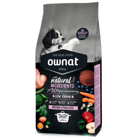 Pienso Ownat Ultra Medium Sterilized para perros de raza mediana esterilizados 14Kg