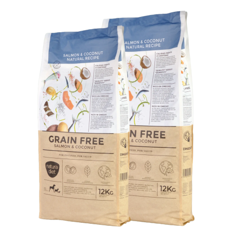 Saco pienso Natura Diet Salmon & Coco en formato 3 Kg
